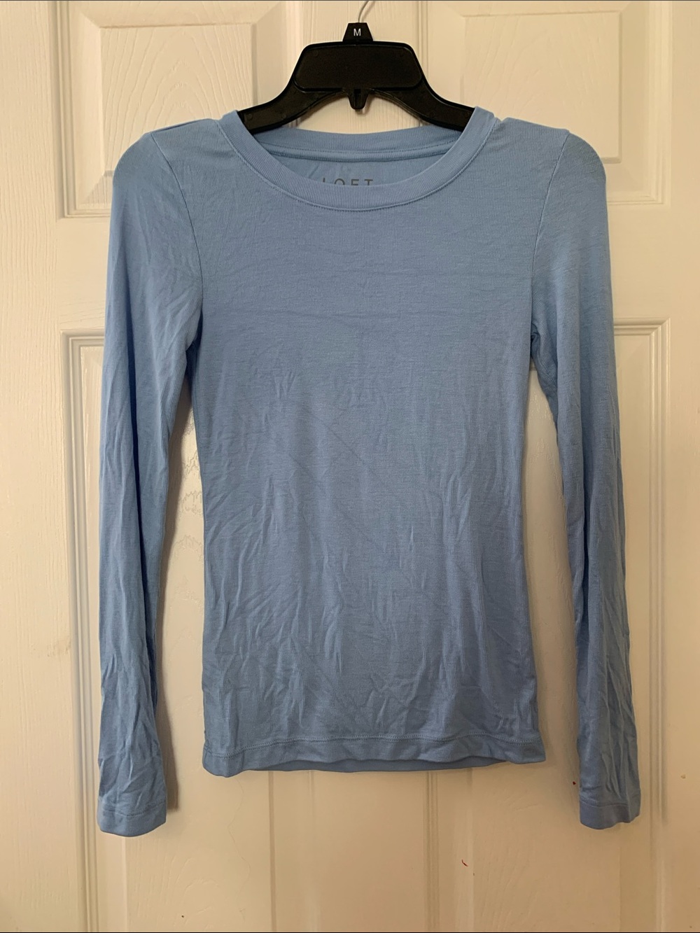 LOFT Light Blue Long Sleeve Slim Crewneck Top
